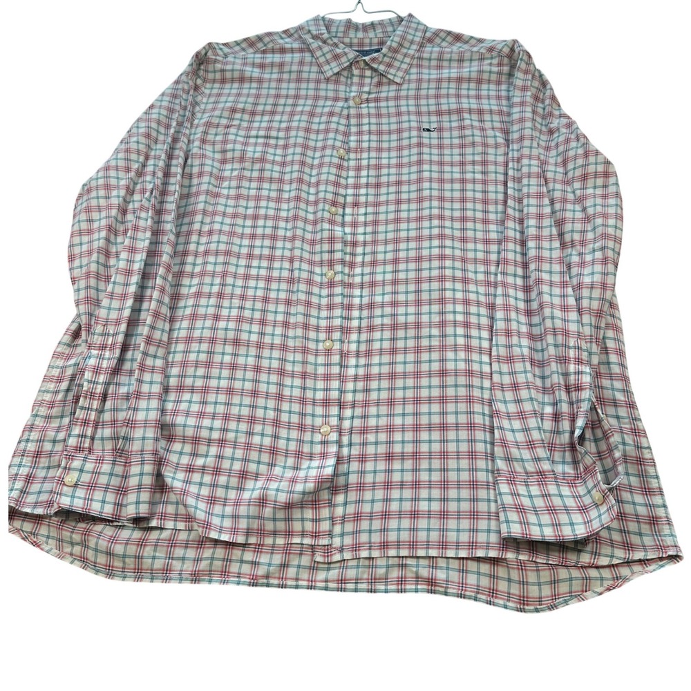 Vineyard Vines Button Down Mens XXL Multi Plaid Whale Logo Long Sleeve Shirt‎